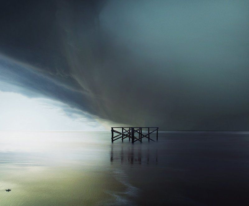 Lithuania, Baltic sea, sea, beach, storm, clouds, sand, water * фото превью