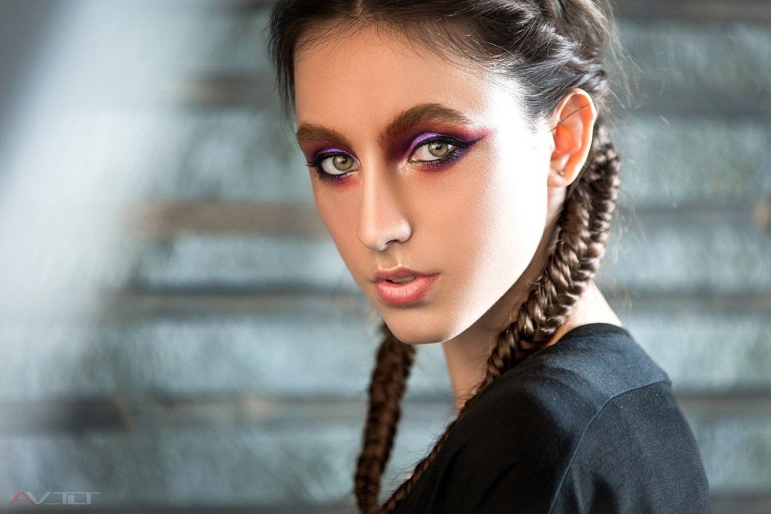 студийное,фотопортрет, губы, мейк, косички, девушка, модель, Сухарь Александр