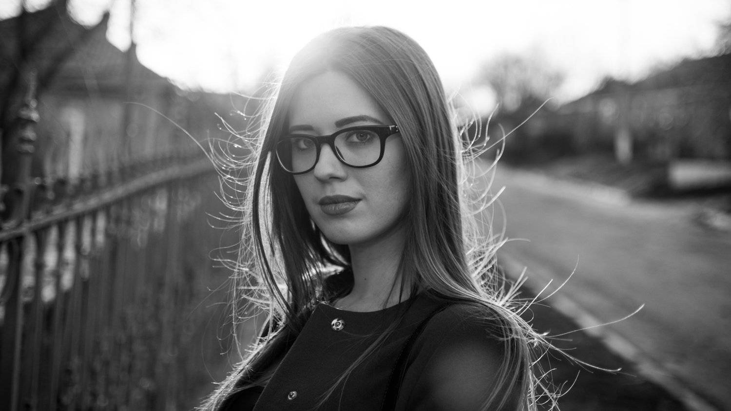 девушка, портрет, взгляд, ч/б, очки, весна, nikon, Гозун Радослав