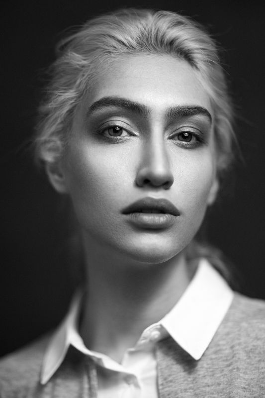portrait, blackandwhite, model, face, eyes, lighting, headshot, Niloofar фото превью