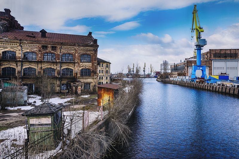 город, вид, вода, река, весна, индастриал, порт, архитектура A little bit of industrial feel фото превью