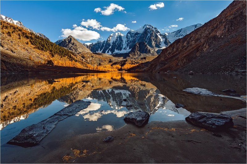 алтай,озеро,шавлинское,осень,золотая,горы ,лиственница Закат на Шавлинском озере фото превью