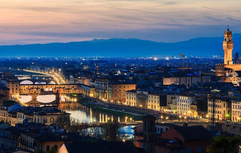 florence,italy,tuscany,city,night,spring,river,bridge,lights,urban,cityscape Night in Florence фото превью