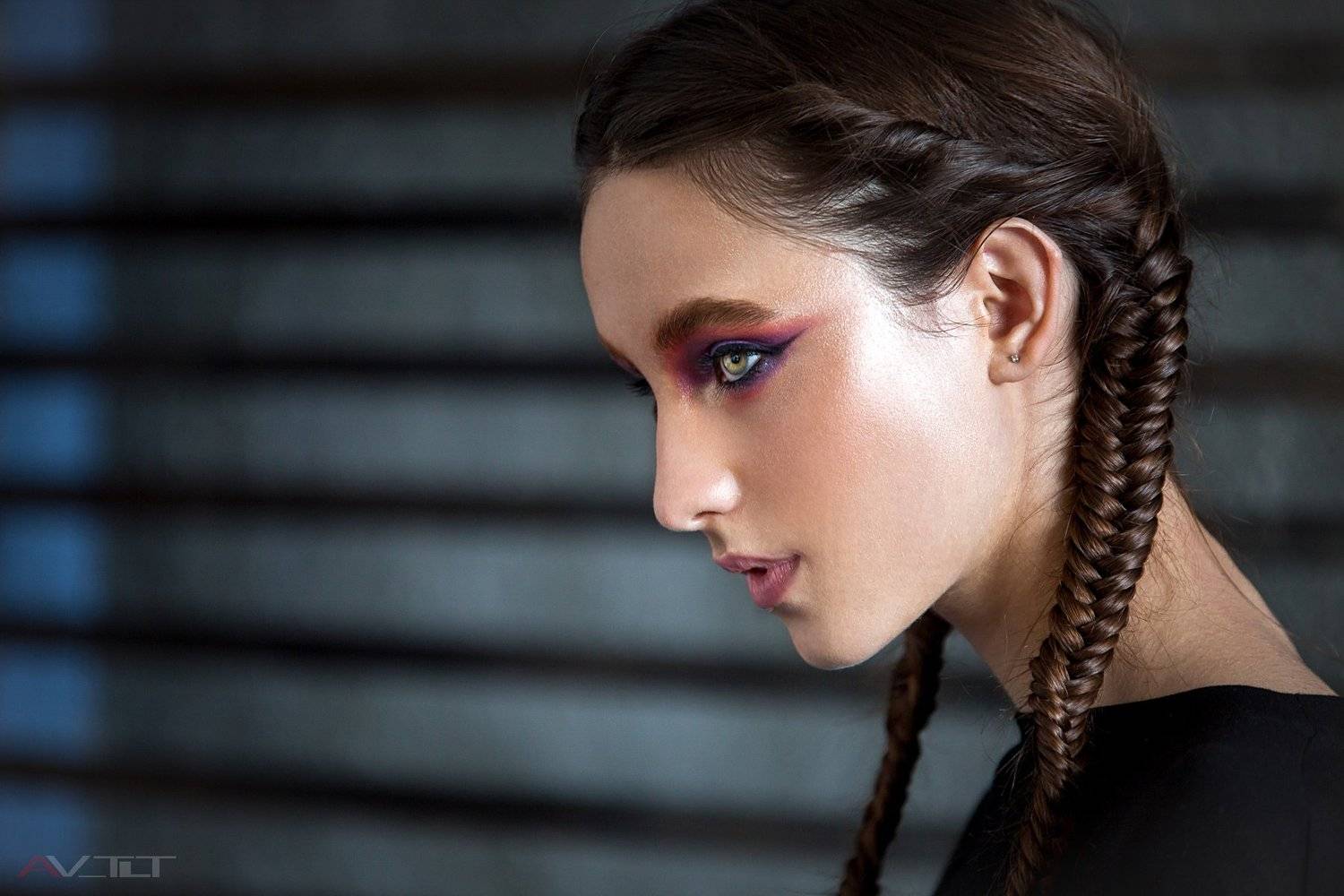 девушка, портрет,студийное фото,мейк,лицо,макияж,косы, губы, Сухарь Александр