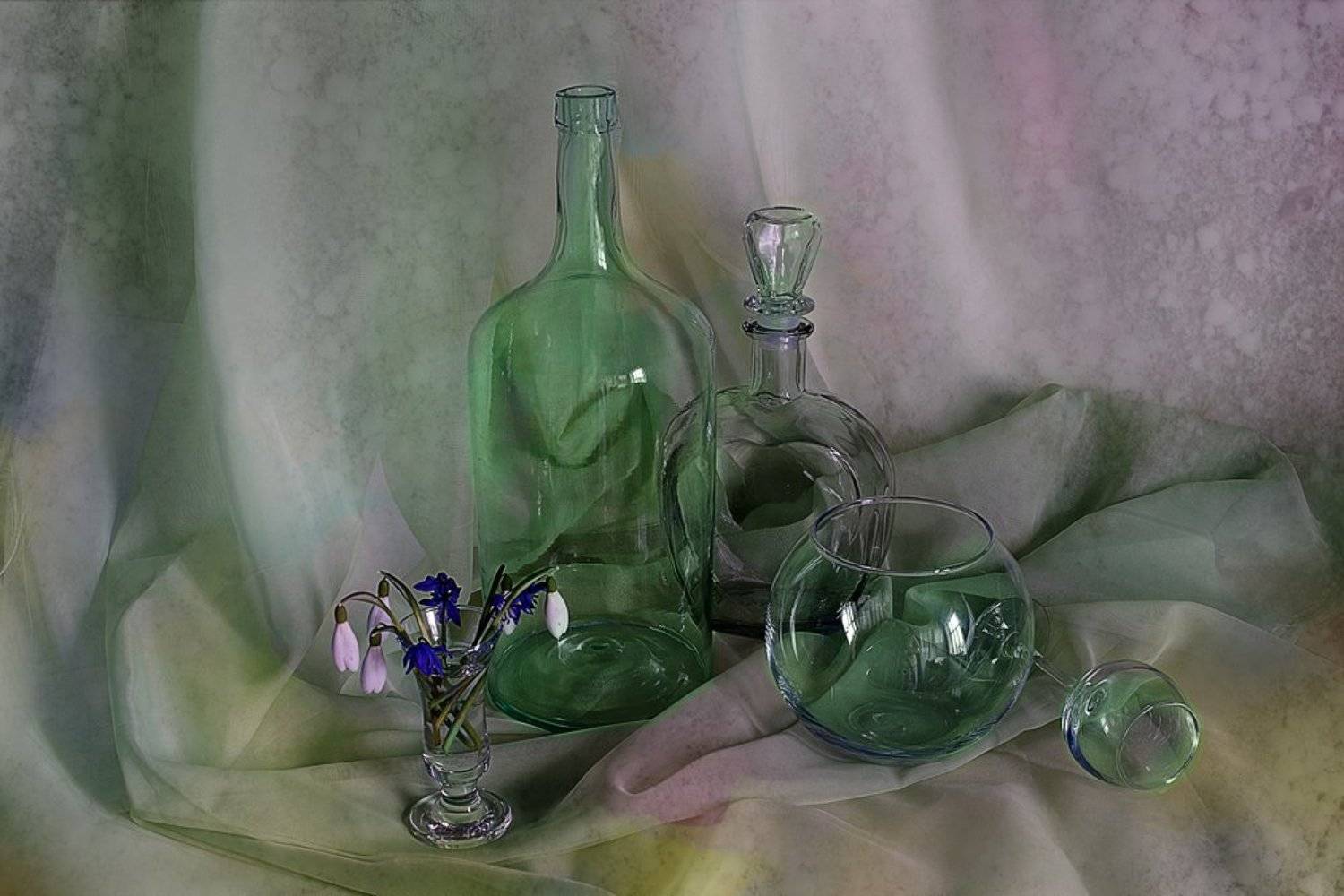 подснежники,стекло,ваза,, Вера Павлухина