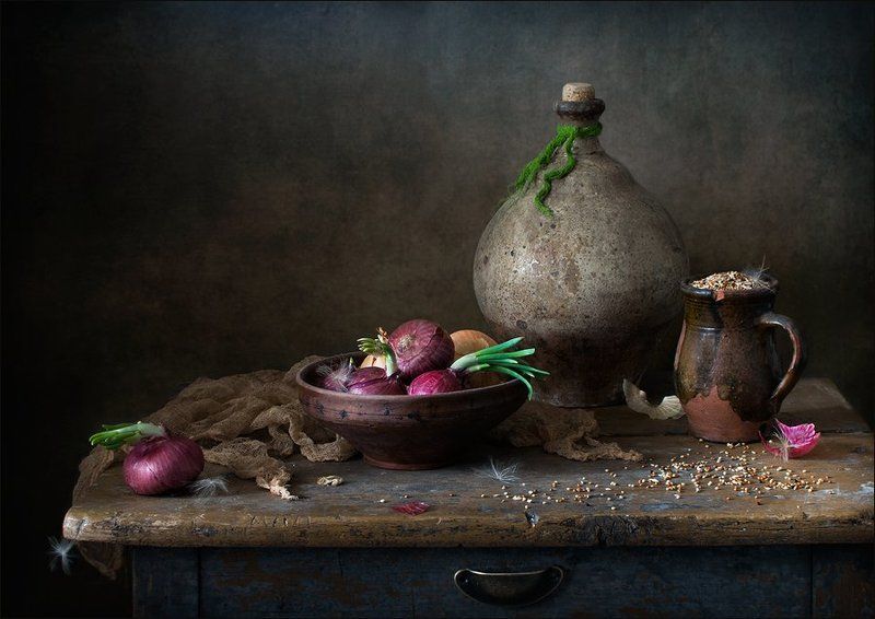 натюрморт, красный лук, сенегальское просо Из того, что было... фото превью