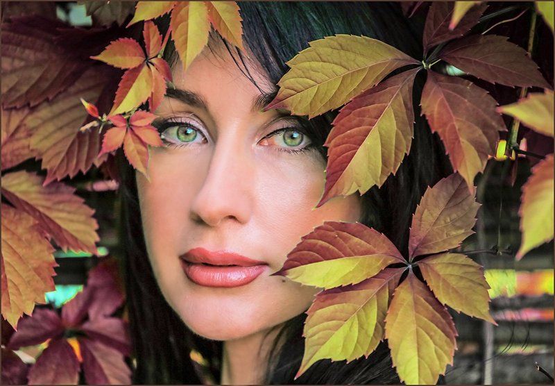 девушка, портрет, листья Моника-2 фото превью
