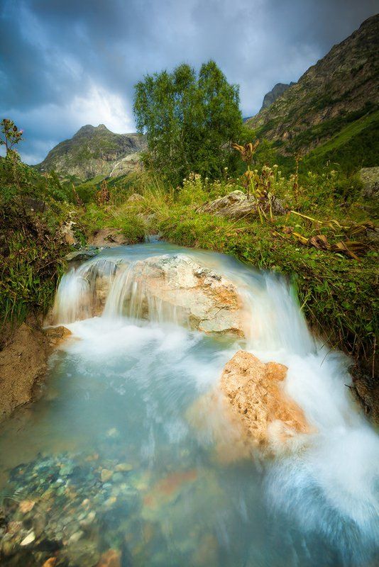 ручей, водопад, лето, архыз, кавказ Свежесть фото превью
