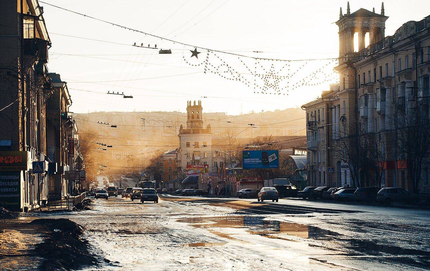 город, улица, закат, весна, россия, южный урал, златоуст, Евгений Толкачёв