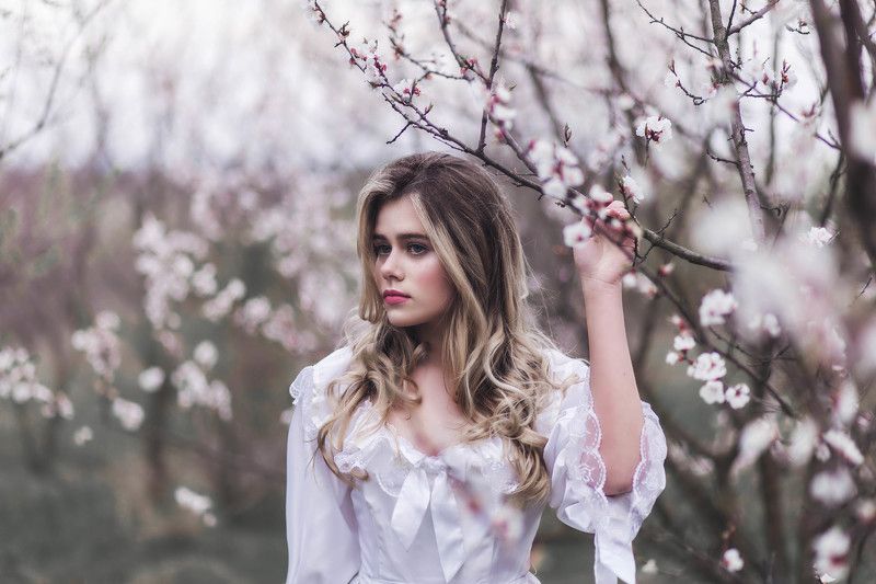 девушка, весна, цветы Весна фото превью