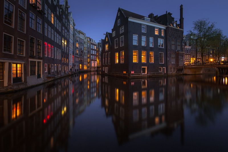 канал архитектура ночь свет Lights of Amsterdam фото превью