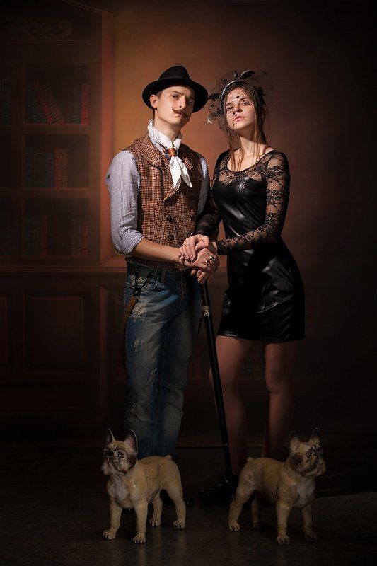 фотостудия, портрет, парная фотография, семейный портрет, стилизация, романтический, casual, fine art portrait, love story, davydov, постановочная фотография, классический, забавный, добрый, шуточный, праздничный Портрет слегка в английском стиле... фото превью