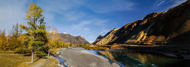 природа, пейзаж, горы, сибирь, алтай, осень, чуя, река, панорама Чуя фото превью