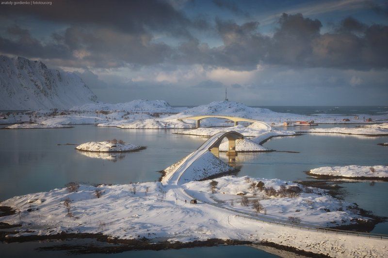 норвегия, лофотены, мосты Fredvang bridges фото превью