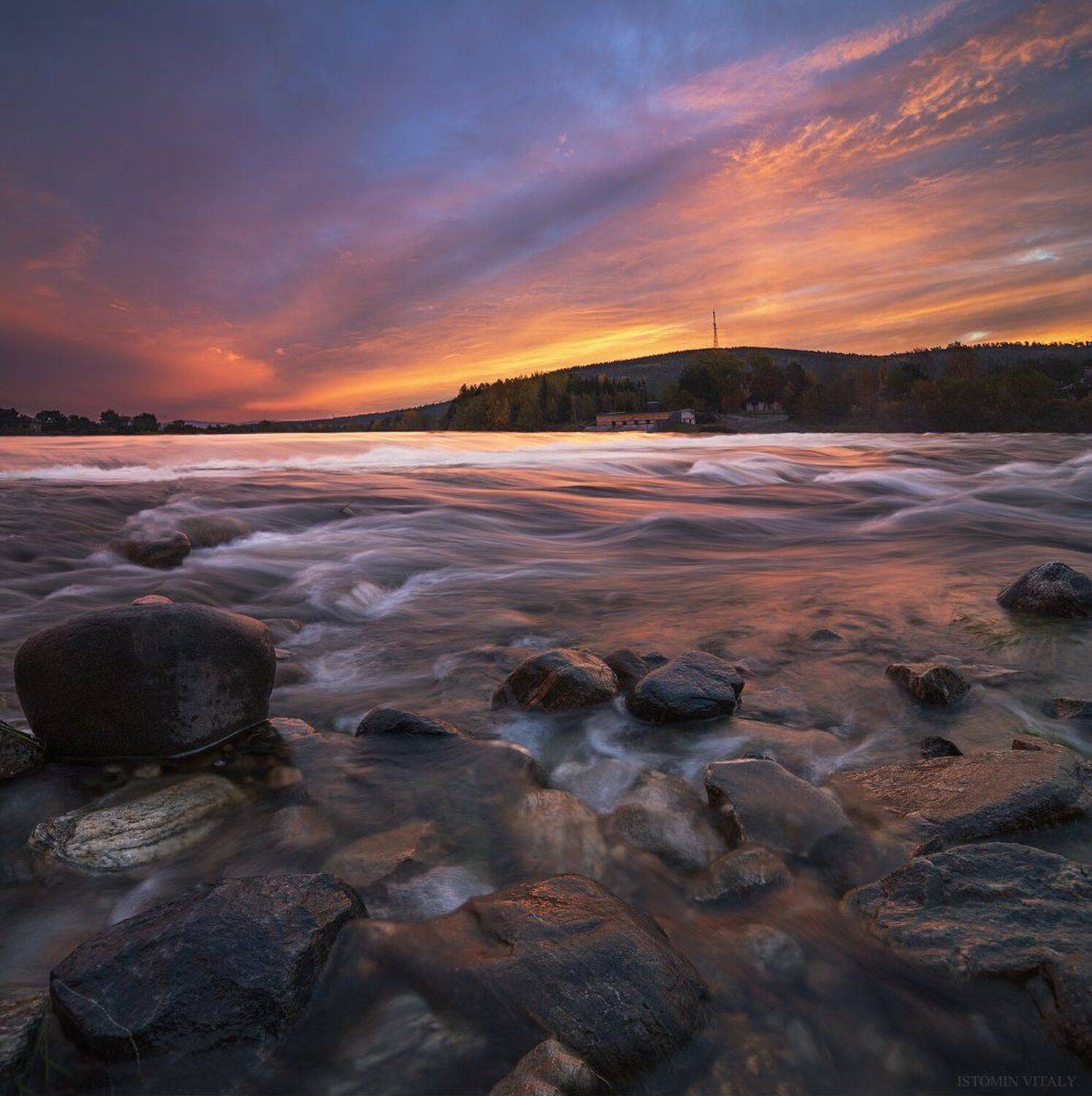 Пейзаж,кандалакша,рассвет,красиво,перспектива,цвет,камни,вода,река,небо,свет, Виталий Истомин