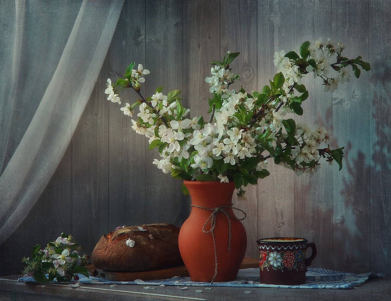 цветы, весна, букет, еда, хлеб, кантри, Айснер Юлия