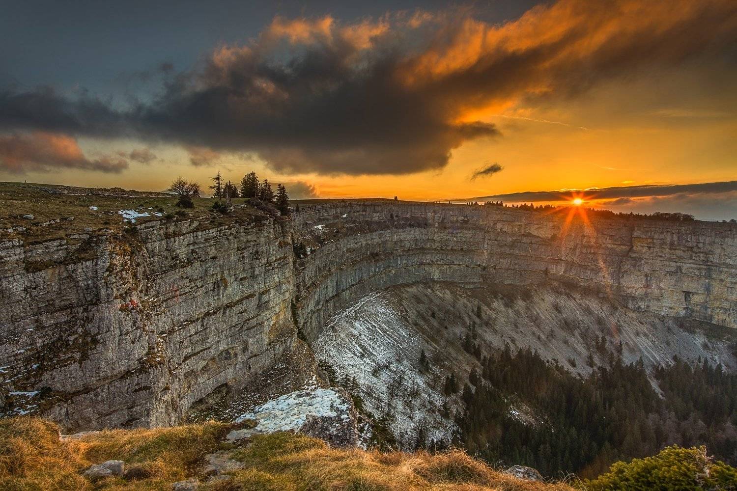 switzerland,canyon,creux du van,sunset,rocks,travel, Felix Ostapenko
