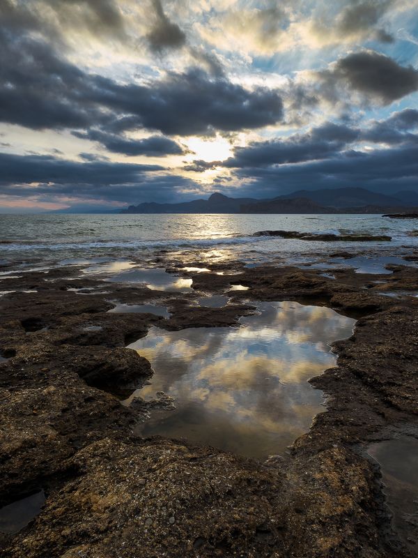 Крым, Меганом, черное море, Новый свет, Судак, закат, Crimea После урагана фото превью