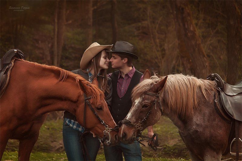 любовь, лошади, ковбои, природа, зоопар Прогулка с лошадками фото превью