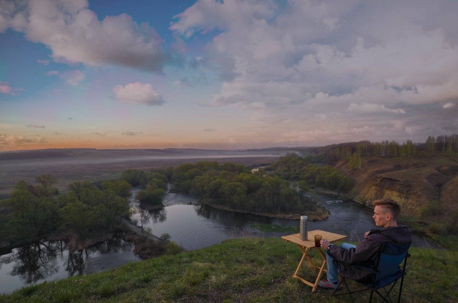 восход, весна, река, Andrew Kolobov