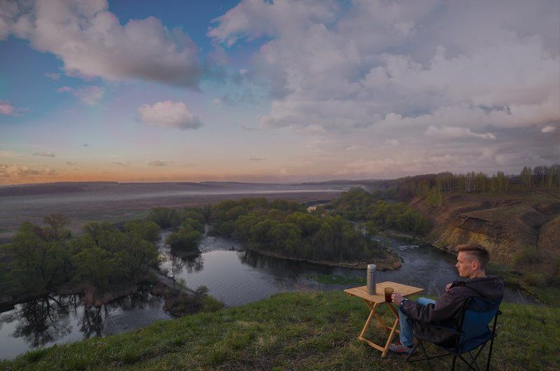 восход, весна, река Перед восходом в Ишутино фото превью