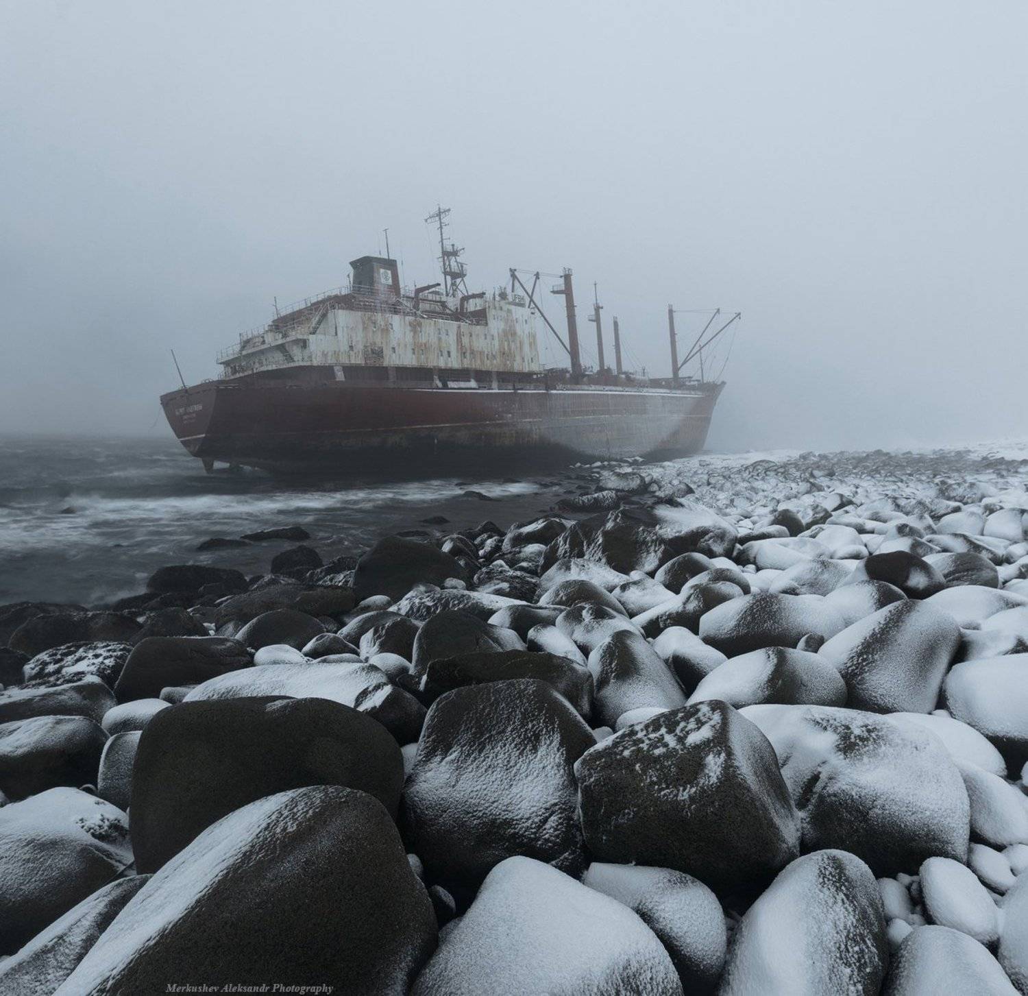 заполярье, кольский п-ов, баренцево море, побережье, шторм, снег, Меркушев Александр