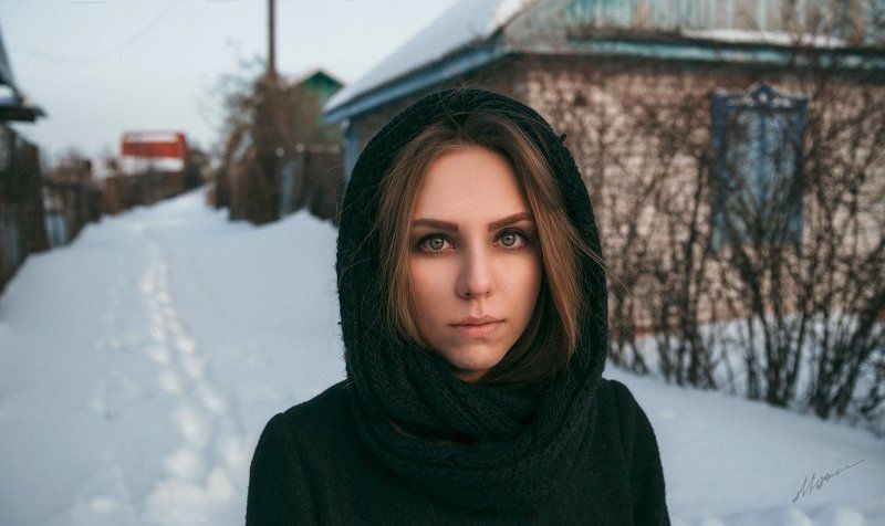 портрет, девушка, снег Jul фото превью