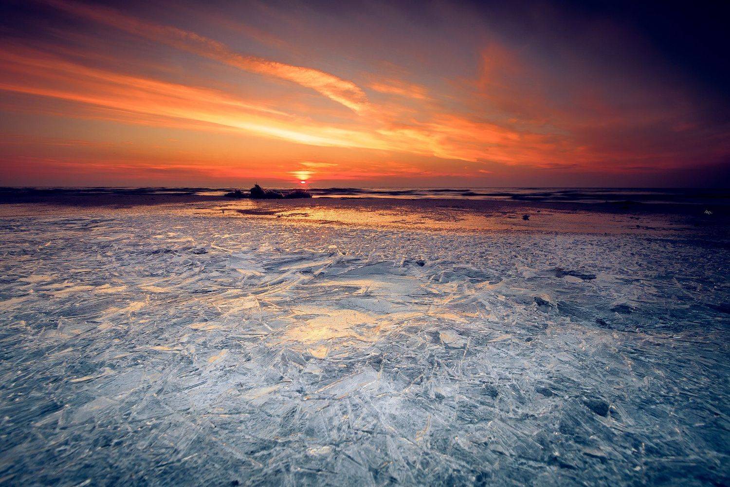 baltic sea, winter, ice, sunset, colors, Руслан Болгов (Axe)