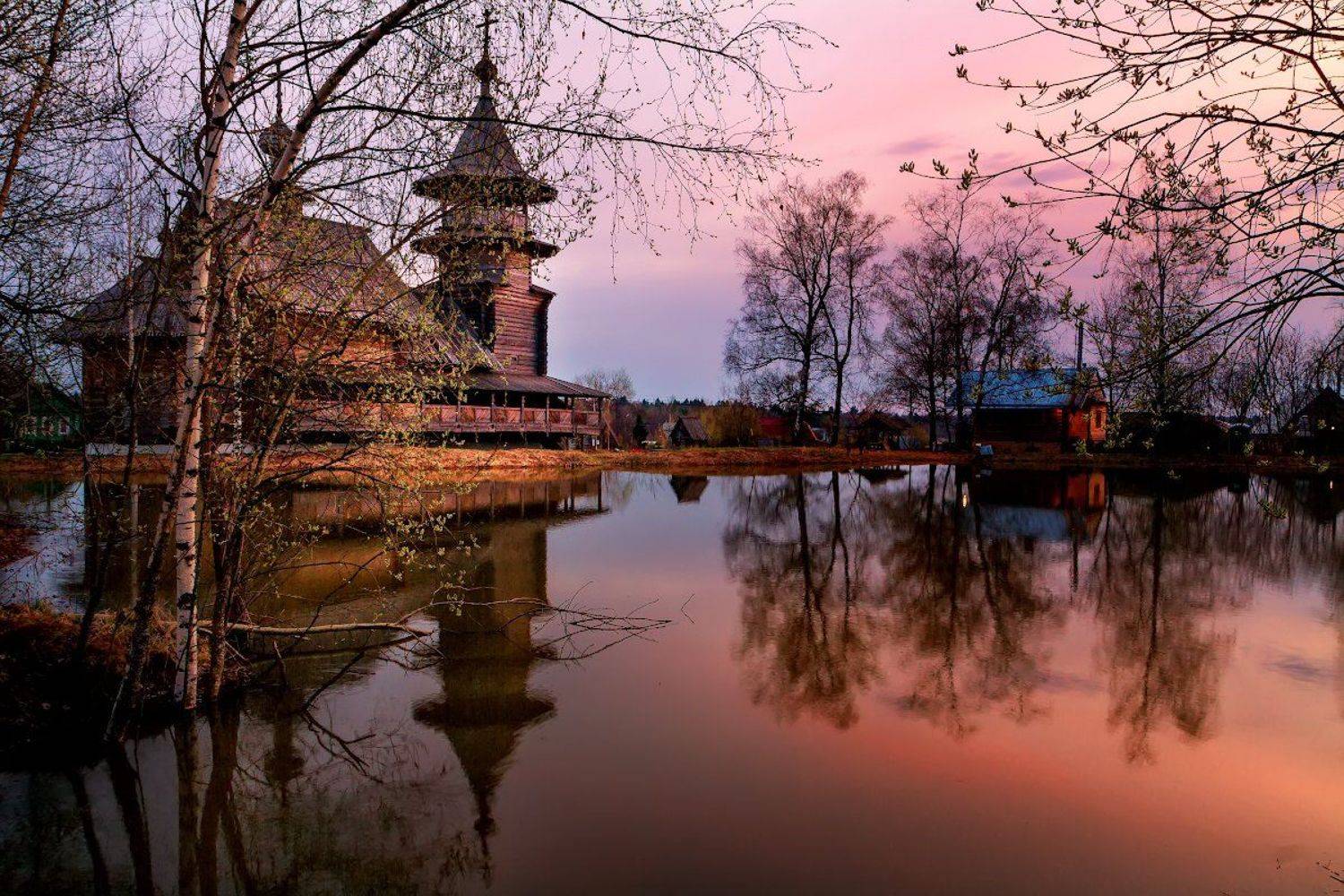 благовещенье, сергиев посад, вечер, закат, отражение, весна, Игорь Шиленок