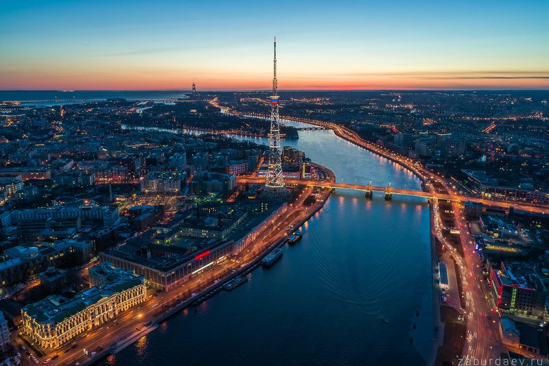россия, петербург, санкт-петербург, питер, город, архитектура, небо, закат, квадрокоптер, коптер, дрон Петербург с квадрокоптера — оттепель фото превью
