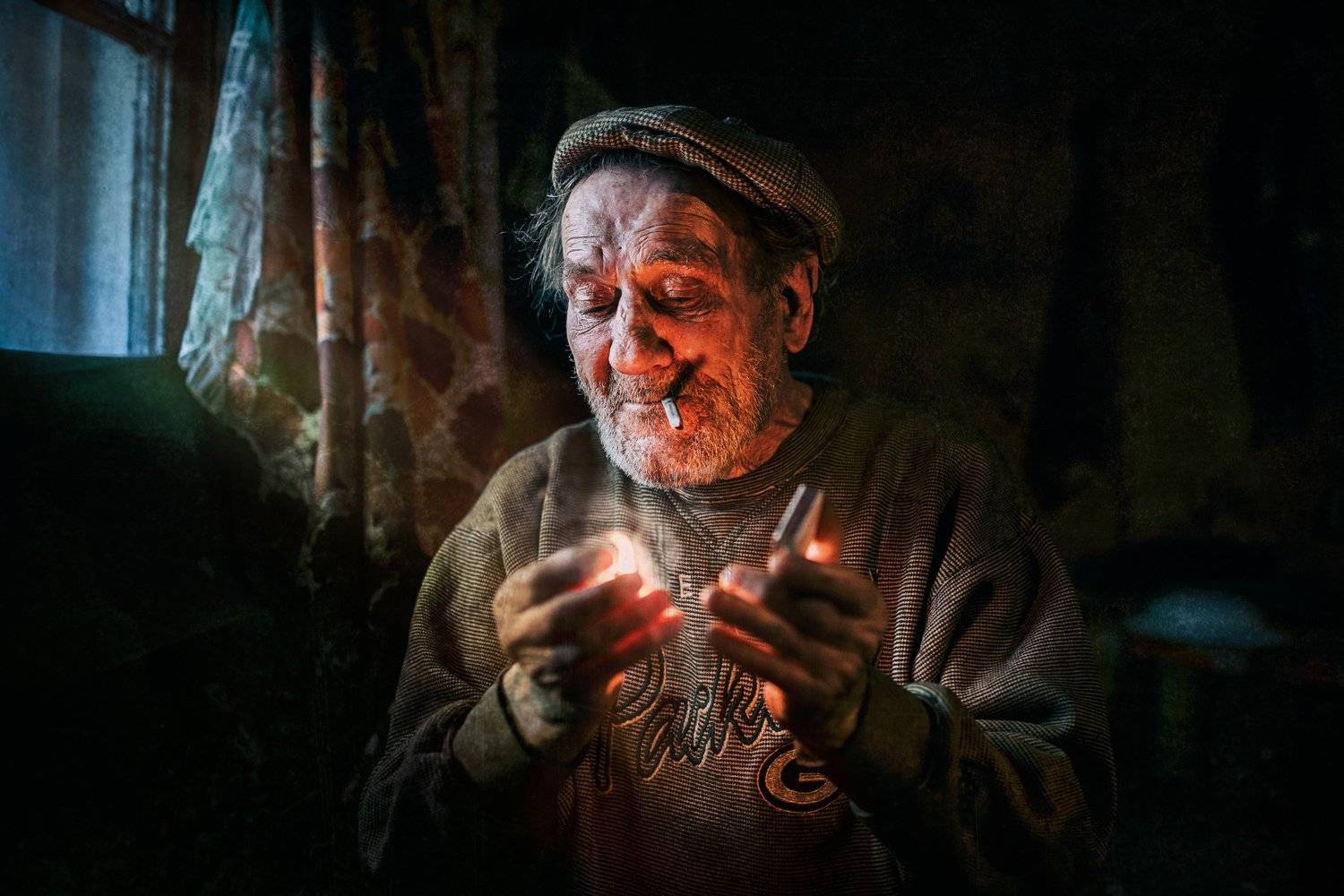 portrait,man,fire,smoke,портрет,свет,жанр, Olegs Bucis