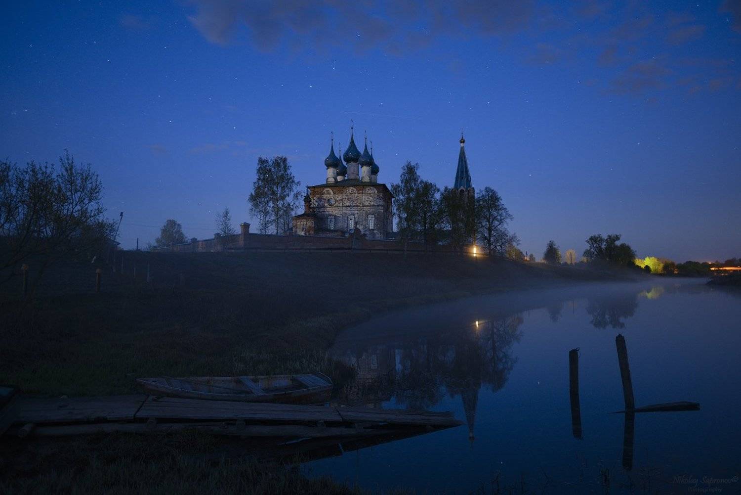 Ивановская область, Дунилово, Благовещенский, Монастырь, Теза, Река, Лодка, Звезды, Ночной пейзаж, Метеоры, Аквариды, Николай Сапронов