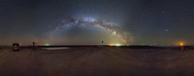 млечный путь, эльтон, космос, панорама Ночь на озере Эльтон фото превью