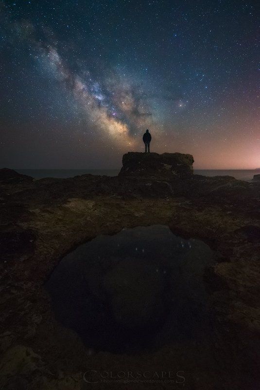 astro, astrophotography, night, stars, milky way, sea, seashore, black sea, bulgaria, man Stargazer фото превью
