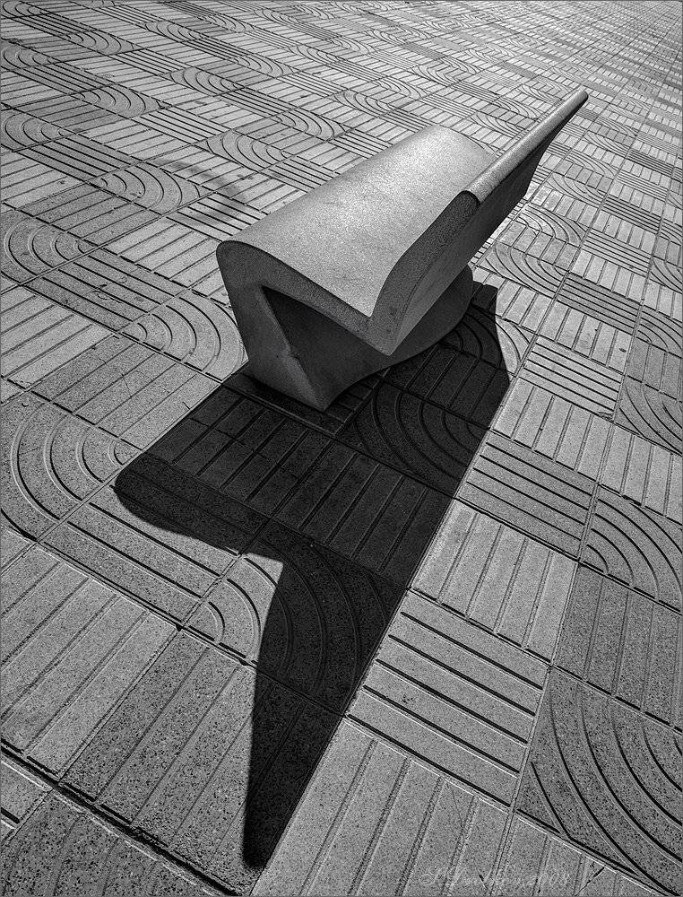 скамейка, ч/б, город, Sergey Drobkov