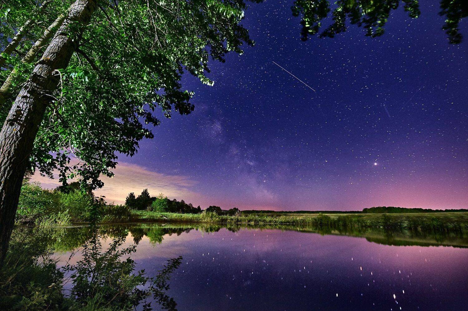 ночь пейзаж млечный путь  отражение звезды тульский край, Каревский Дмитрий