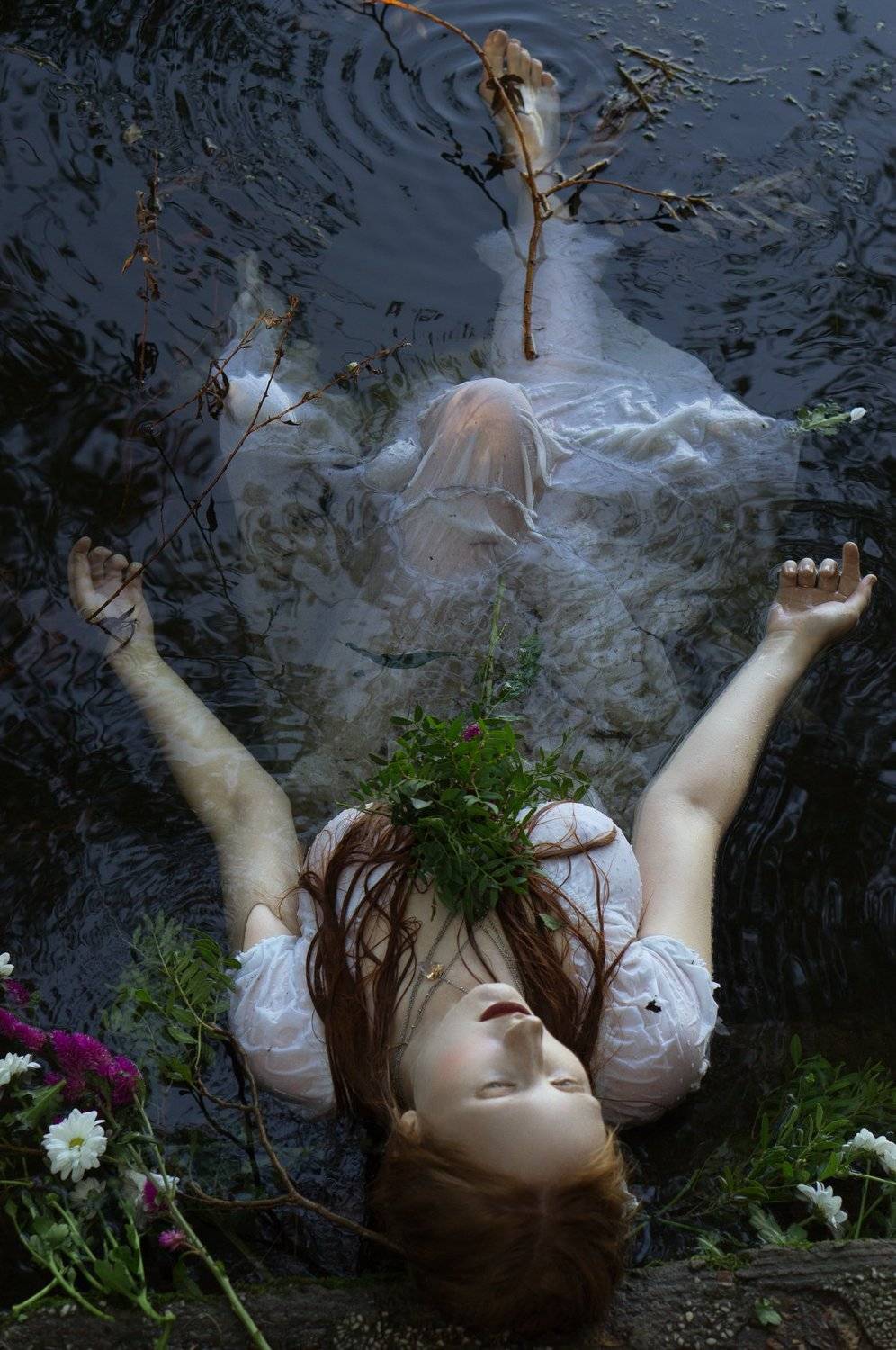 lake, water, redhead, ginger, beauty, red lips, summer, fairytale, Наташа Янкелевич