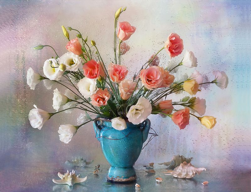 цветы, букет, вода, отражение Из серии \