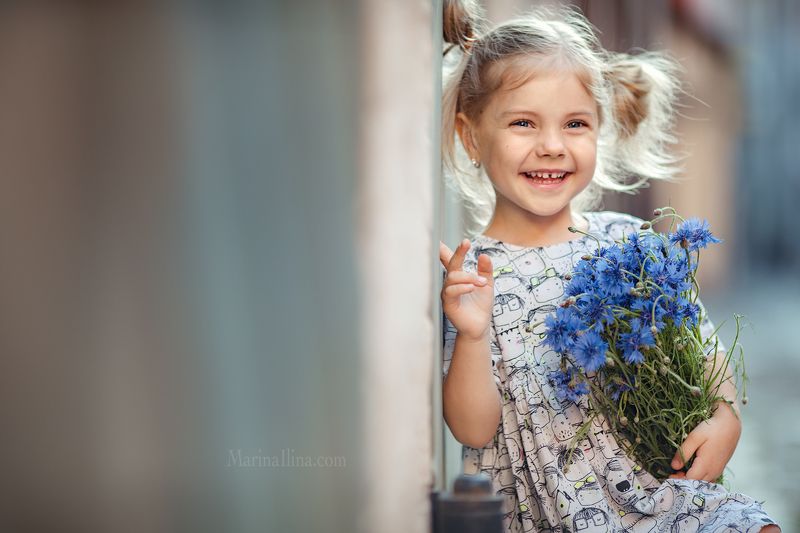 kid, child, children, girl, summer, flowers  фото превью