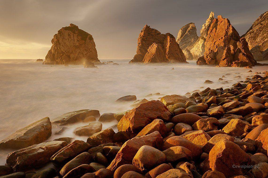 Sea, Beach, Nature, Rock, Sunset, Coastline, Landscape, Outdoors, Scenics, Water, Sky, Wave, Dusk, Seascape, Sand, Sunlight, Piotr Debek