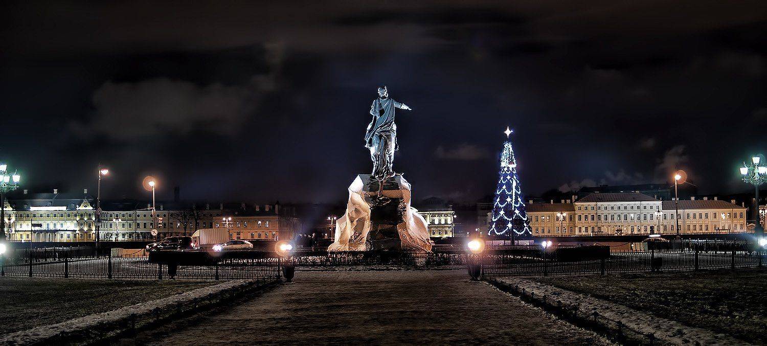 сенатская, площадь, медный, всадник, ночь, зима, питер, Алексей Смирнов