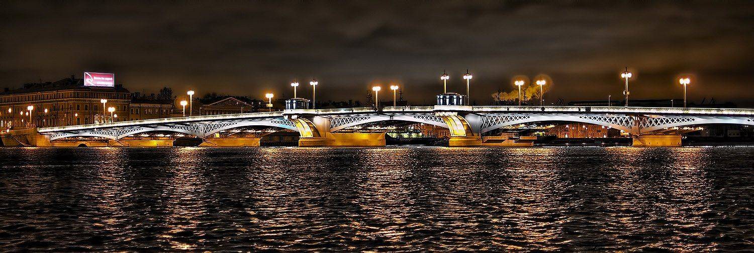 благовещенский, мост, нева, ночь, питер, Алексей Смирнов