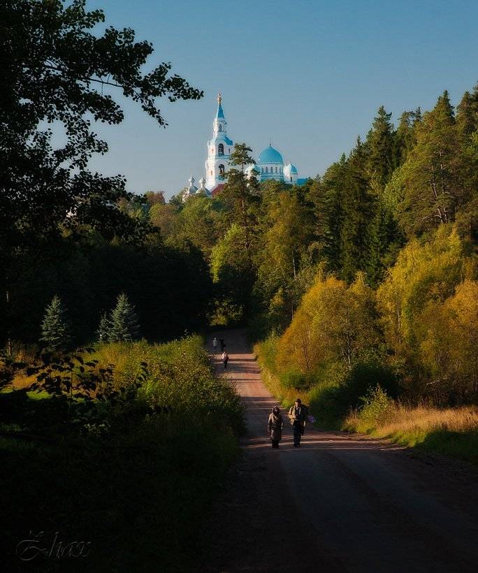 осень, храм, дорога, о валаам, Малыш
