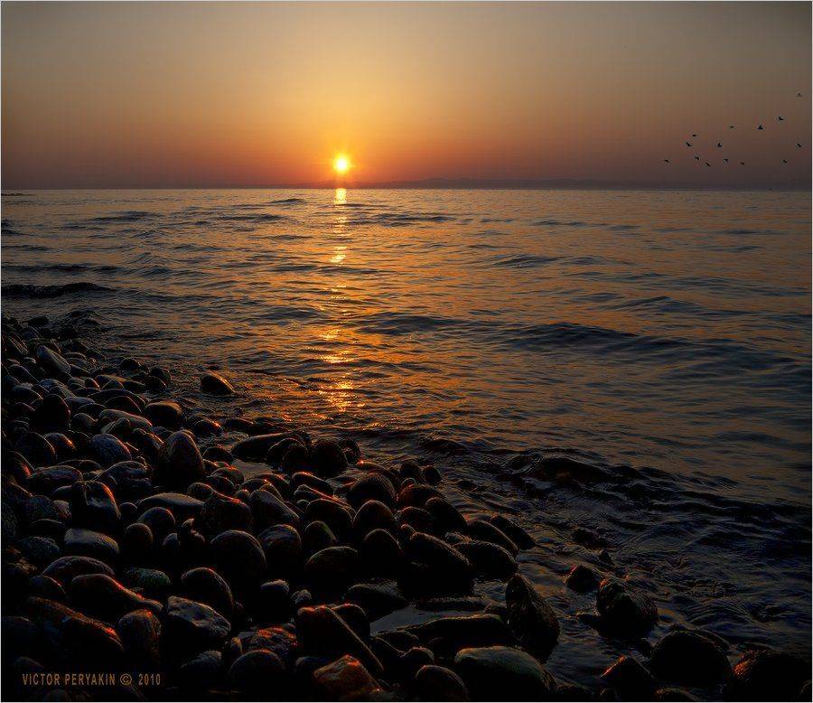 закат, байкал, волна, камни, берег, релаксация, бурятия, Виктор Перякин