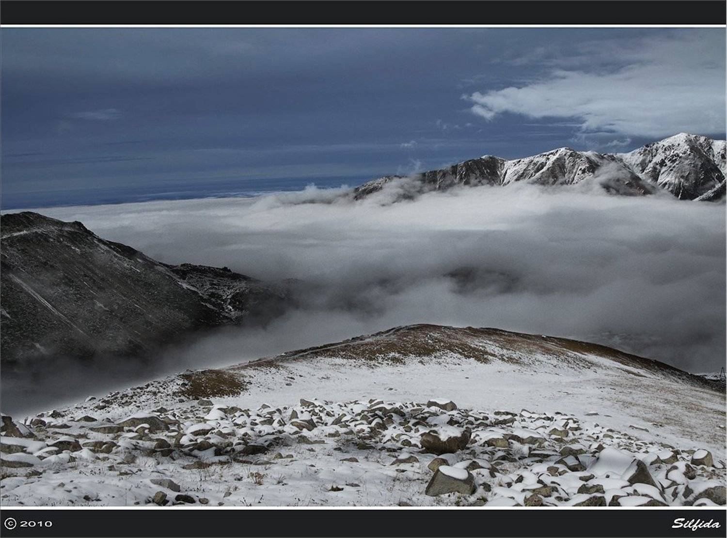 горы, облака, снег, Silfida