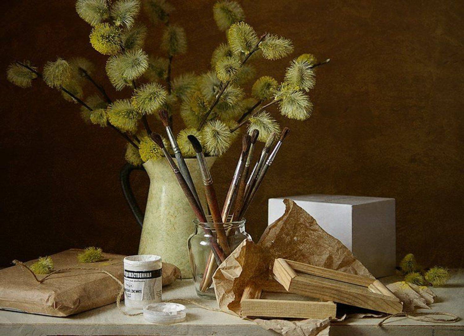 верба, краски, гуашь, Ulia Tellez