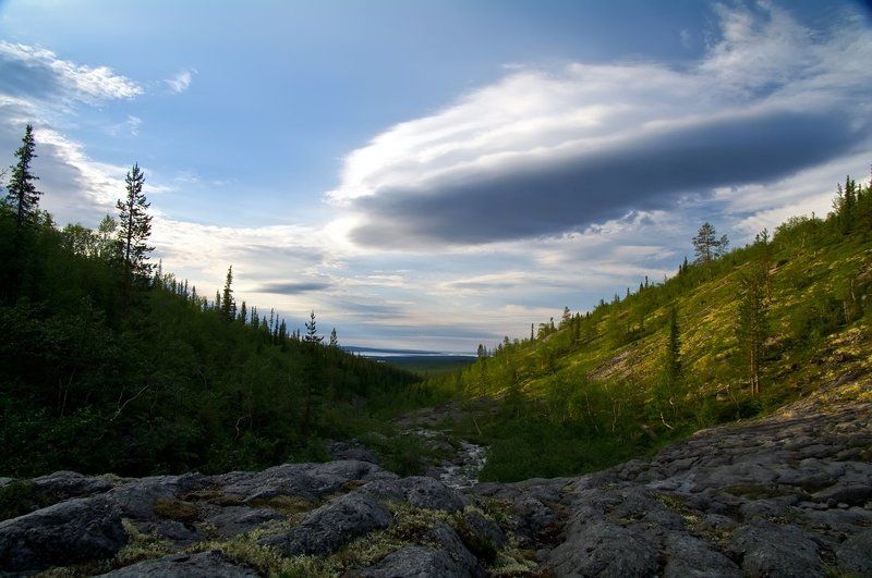 хибины, вечер, облака Вечер полярного дня фото превью