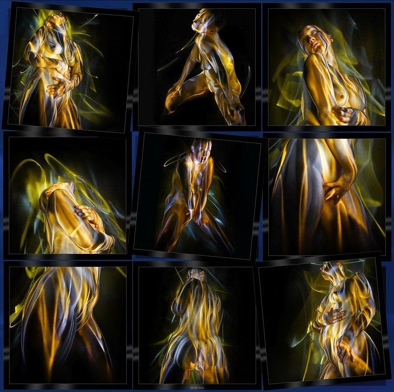 светографика, портрет, свет,  обнаженная_натура, роспись_по_телу, жанр, сюжет, ню, akt Akt... Пропись упорядоченным штрихом...  (Светографика 2009) фото превью