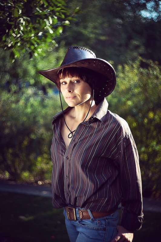 ковбой, девушка, модель, портрет, гелиос  фото превью