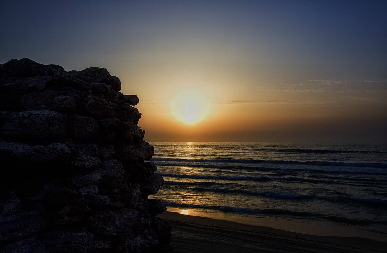 средиземное море, ашдод,, развалины, закат, Nateletro